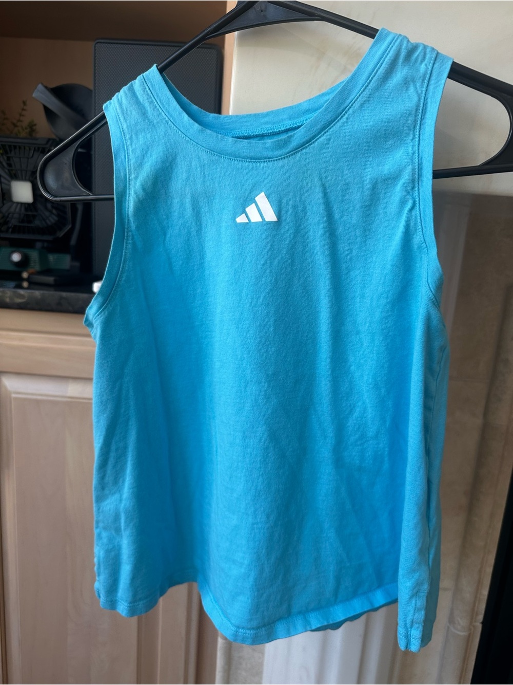 Adidas Girls Blue Tank Top Size M 10/12 Athletic Sleeveless Cotton
